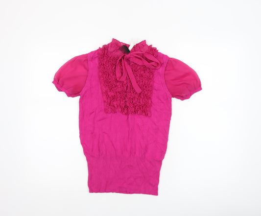 Womens UK Size 10 NEXT Pink Ringer Blouse