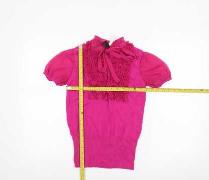 Womens UK Size 10 NEXT Pink Ringer Blouse