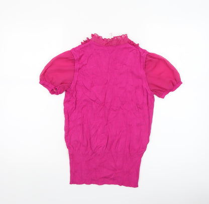 Womens UK Size 10 NEXT Pink Ringer Blouse