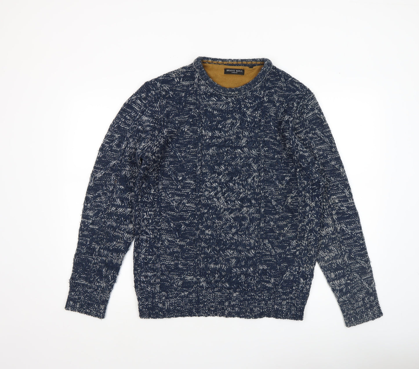 Mens UK Size S Brave Soul Blue Pullover Jumper