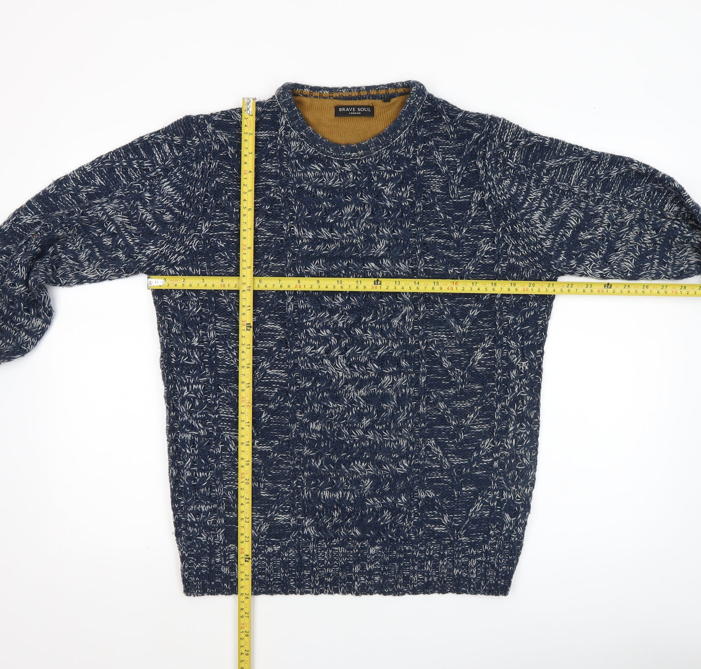 Mens UK Size S Brave Soul Blue Pullover Jumper