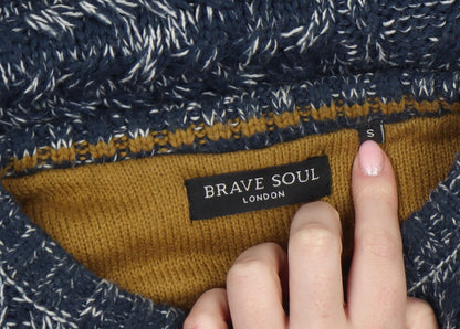 Mens UK Size S Brave Soul Blue Pullover Jumper