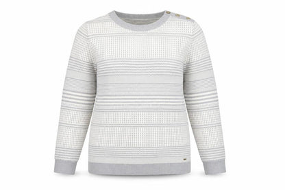 Tommy Hilfiger Women’s Grey Striped Cotton Knit Jumper M Crew Neck