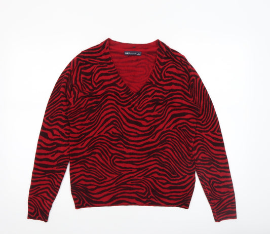 Womens UK Size S Marks and Spencer Red Pullover Jumper