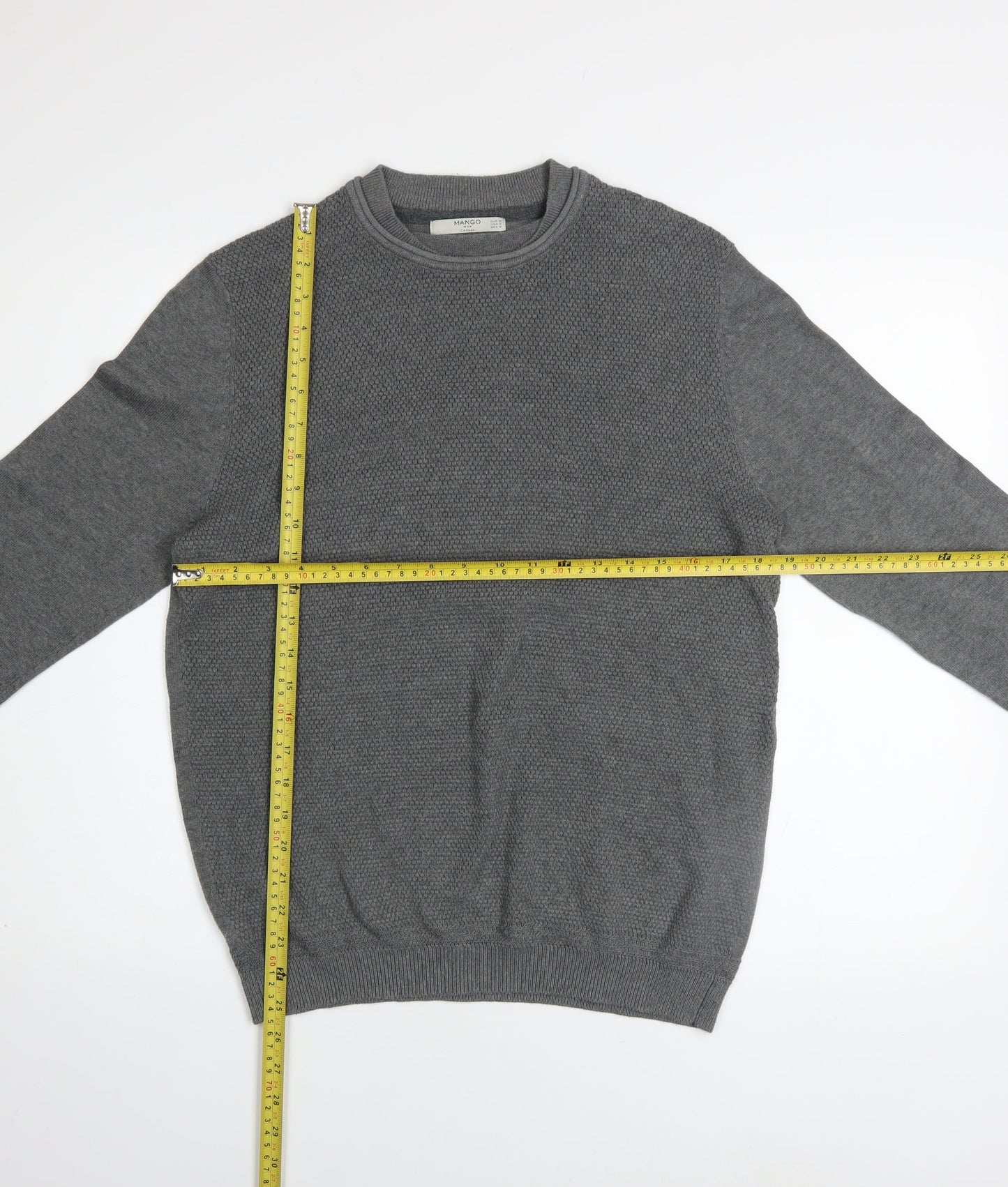 Mens UK Size M Mango Grey Pullover Jumper