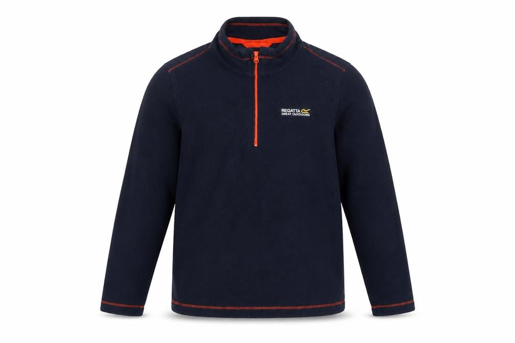 Front view of Regatta boys’ blue fleece 1/4 zip pullover sweatshirt 11-12 years
