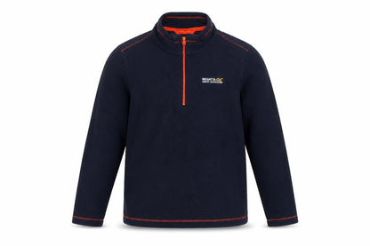 Front view of Regatta boys’ blue fleece 1/4 zip pullover sweatshirt 11-12 years