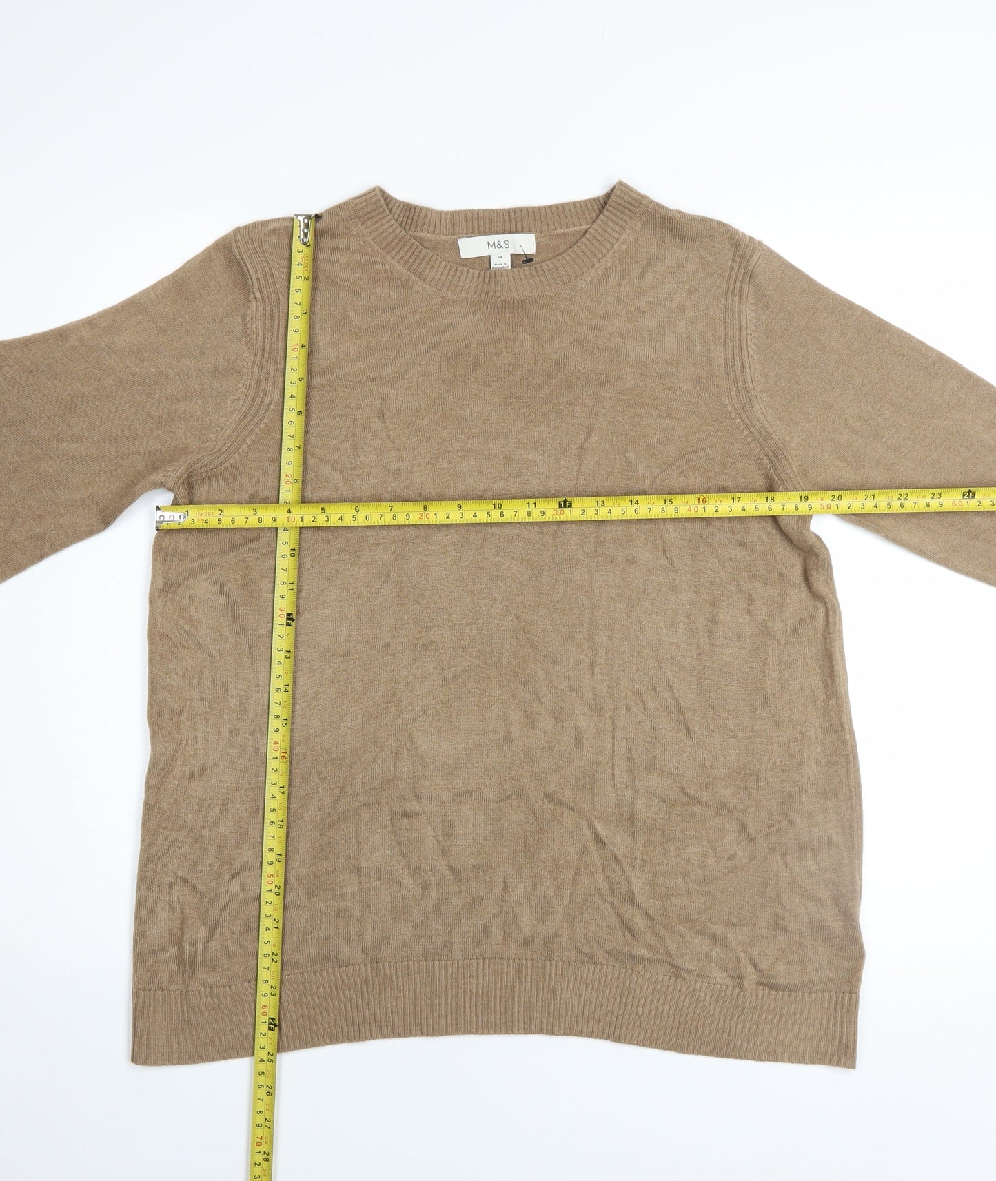 Womens UK Size 14 Marks and Spencer Beige Pullover Jumper