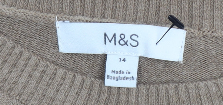 Womens UK Size 14 Marks and Spencer Beige Pullover Jumper