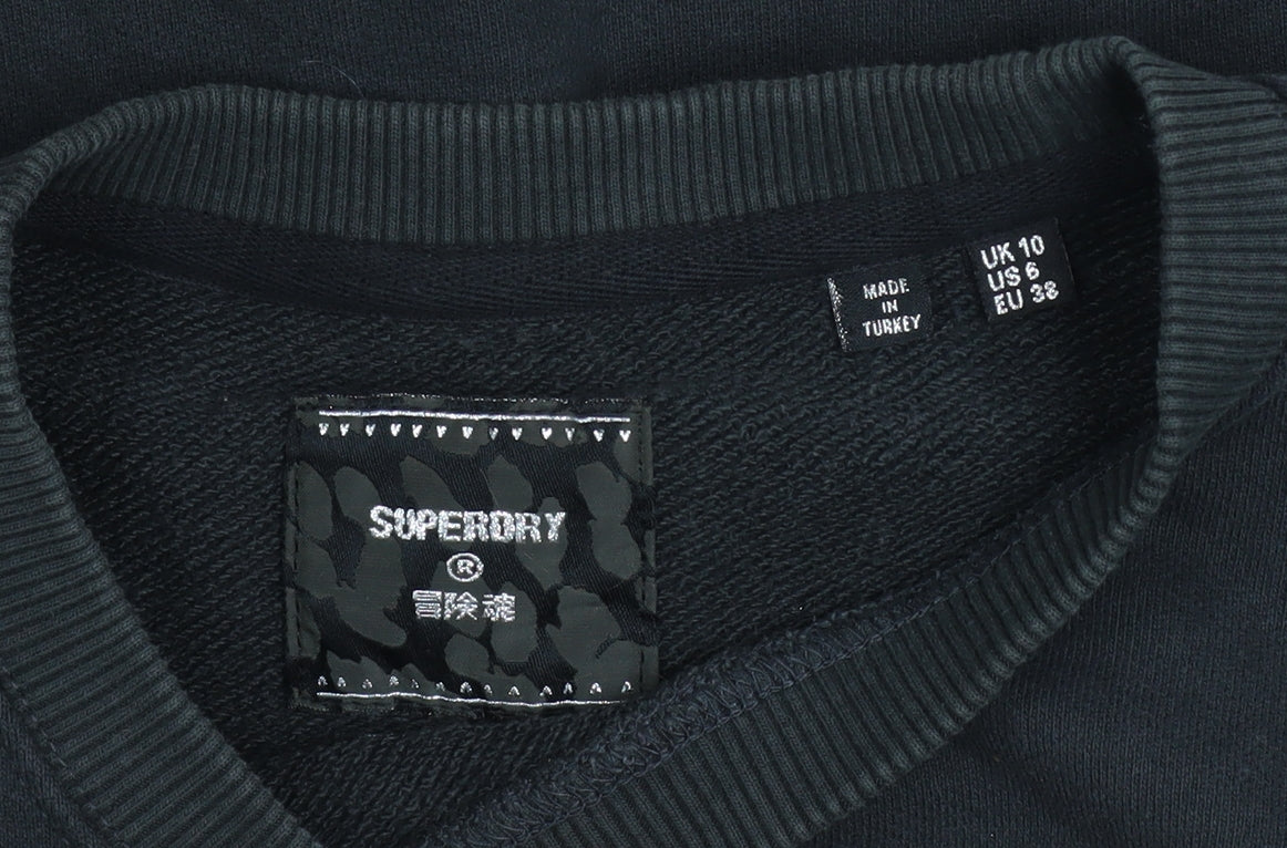 Womens UK Size 10 Superdry Black Pullover Sweatshirt