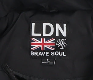 Mens UK Size L Brave Soul Black Puffer Jacket
