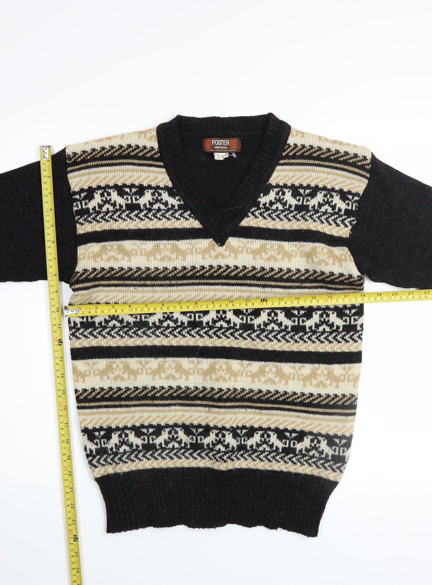 Mens UK Size L Foster Beige Pullover Jumper