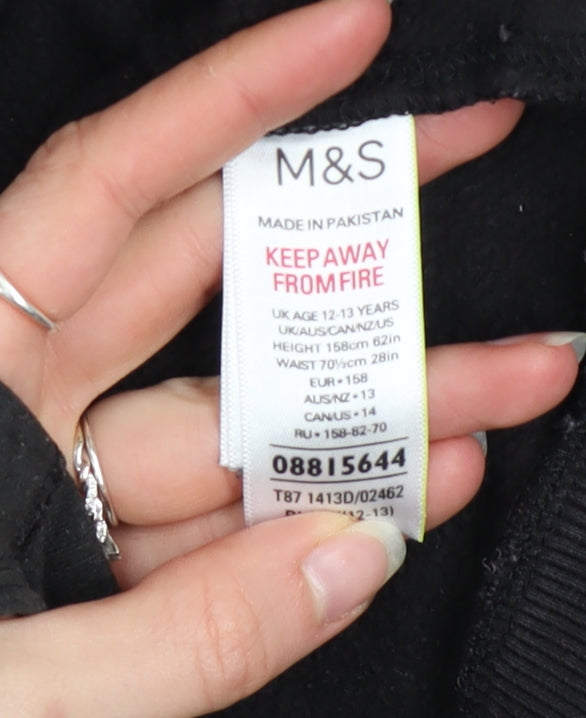 Boys UK Size 13 Years Marks and Spencer Black Pullover Hoodie