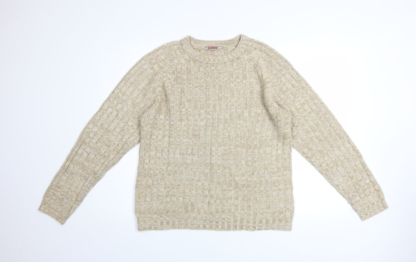 Mens UK Size L HIOS Knitwear Beige Pullover Jumper