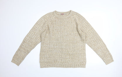 Mens UK Size L HIOS Knitwear Beige Pullover Jumper