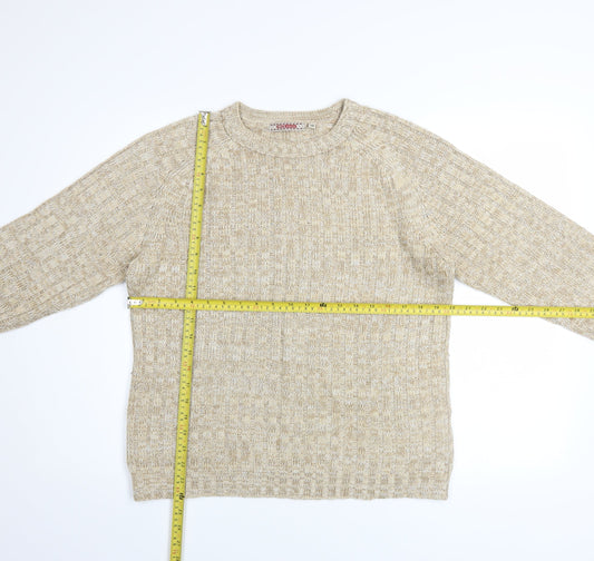 Mens UK Size L HIOS Knitwear Beige Pullover Jumper