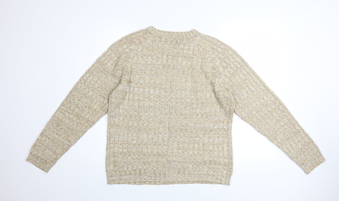 Mens UK Size L HIOS Knitwear Beige Pullover Jumper