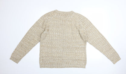 Mens UK Size L HIOS Knitwear Beige Pullover Jumper