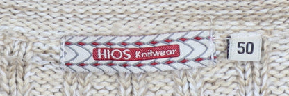 Mens UK Size L HIOS Knitwear Beige Pullover Jumper