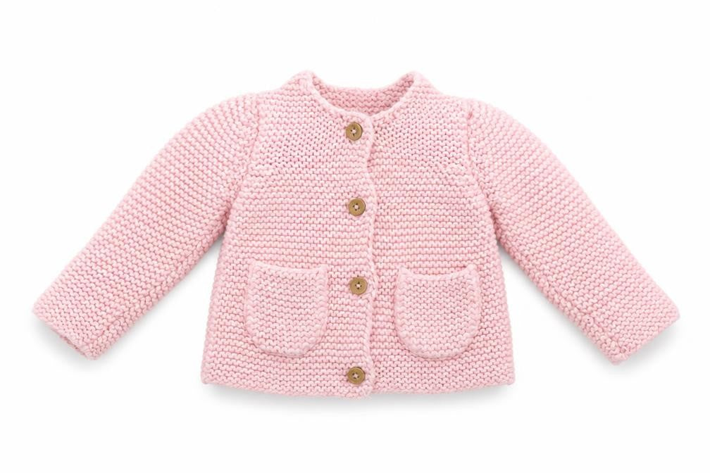 John Lewis Pink Knit Cotton Baby Cardigan 3-6 Months Unisex