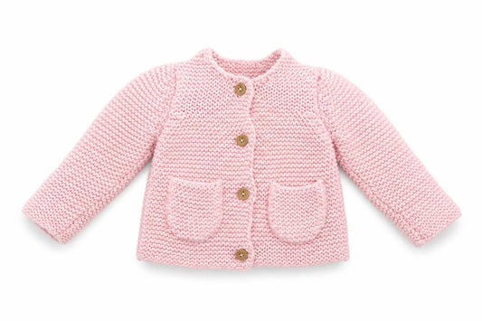 John Lewis Pink Knit Cotton Baby Cardigan 3-6 Months Unisex