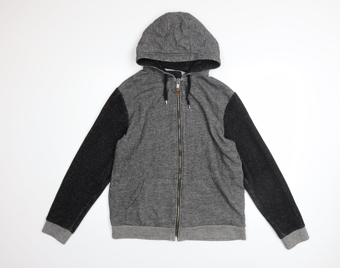 Mens UK Size M River Island Grey Full Zip Hoodie