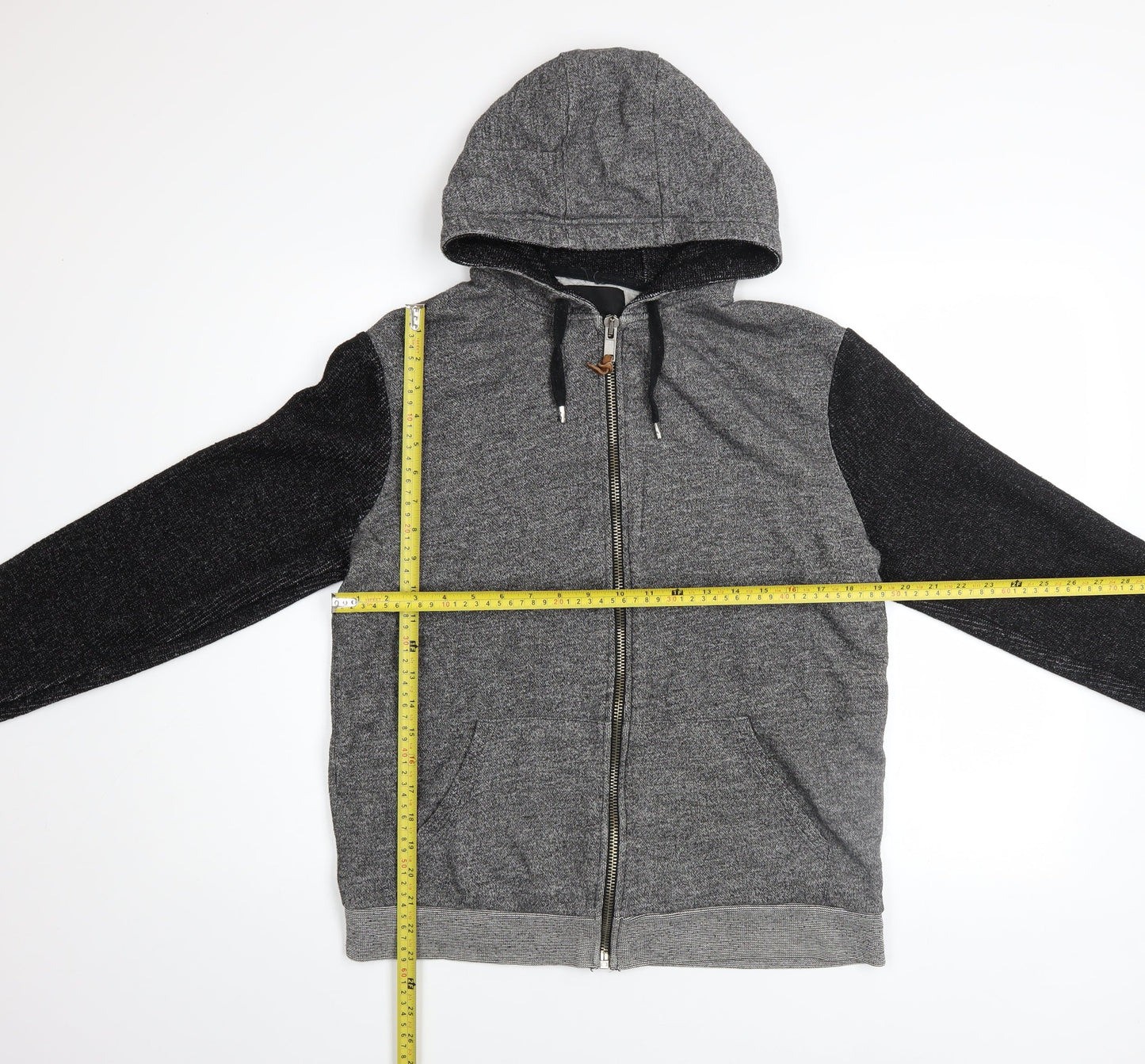 Mens UK Size M River Island Grey Full Zip Hoodie