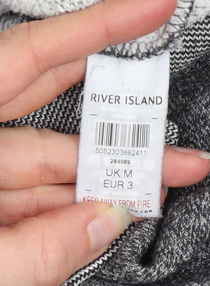 Mens UK Size M River Island Grey Full Zip Hoodie
