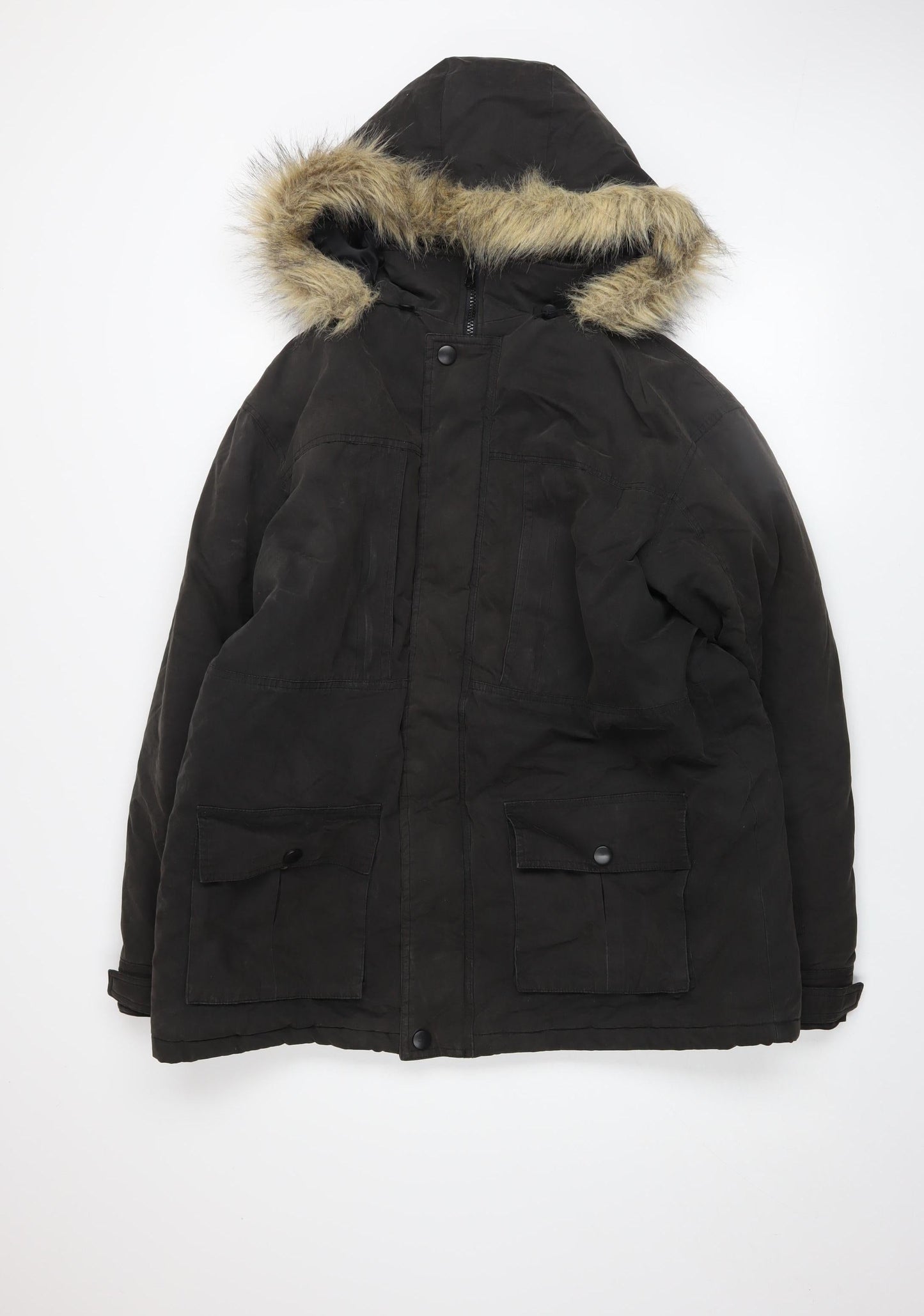 Mens UK Size M Cotton Traders Black Parka Coat