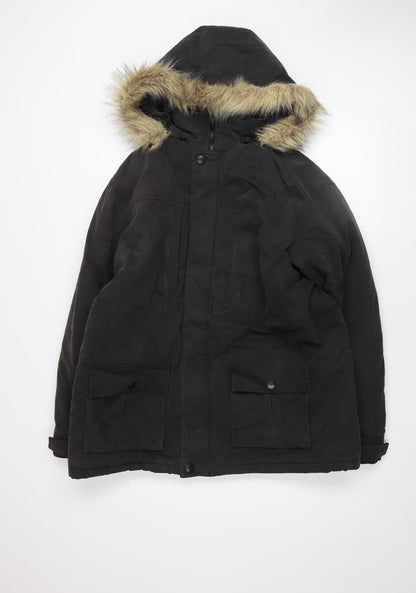Mens UK Size M Cotton Traders Black Parka Coat