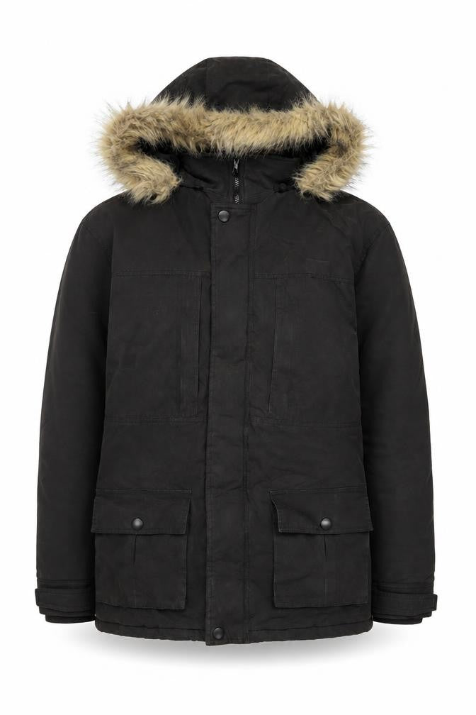 Mens UK Size M Cotton Traders Black Parka Coat