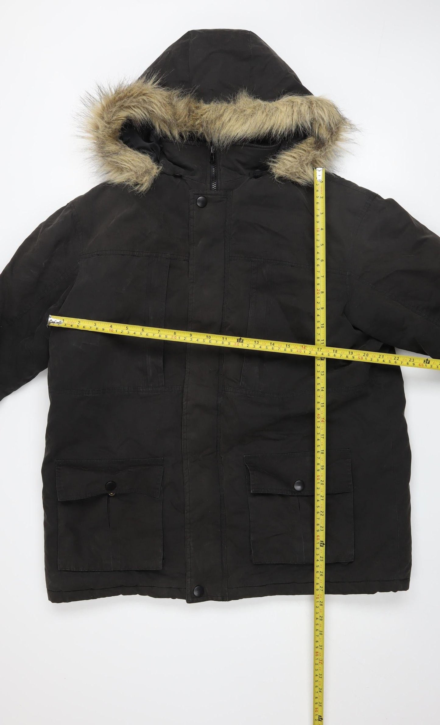 Mens UK Size M Cotton Traders Black Parka Coat