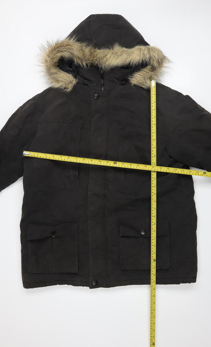 Mens UK Size M Cotton Traders Black Parka Coat
