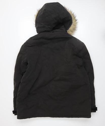 Mens UK Size M Cotton Traders Black Parka Coat