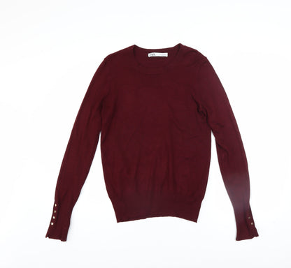 Womens UK Size S Zara Red Pullover Jumper