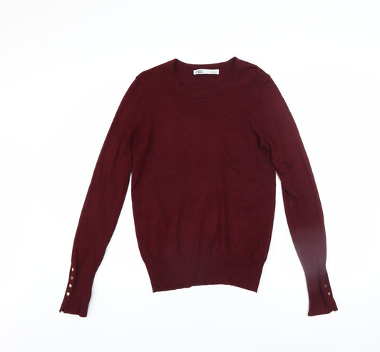 Womens UK Size S Zara Red Pullover Jumper
