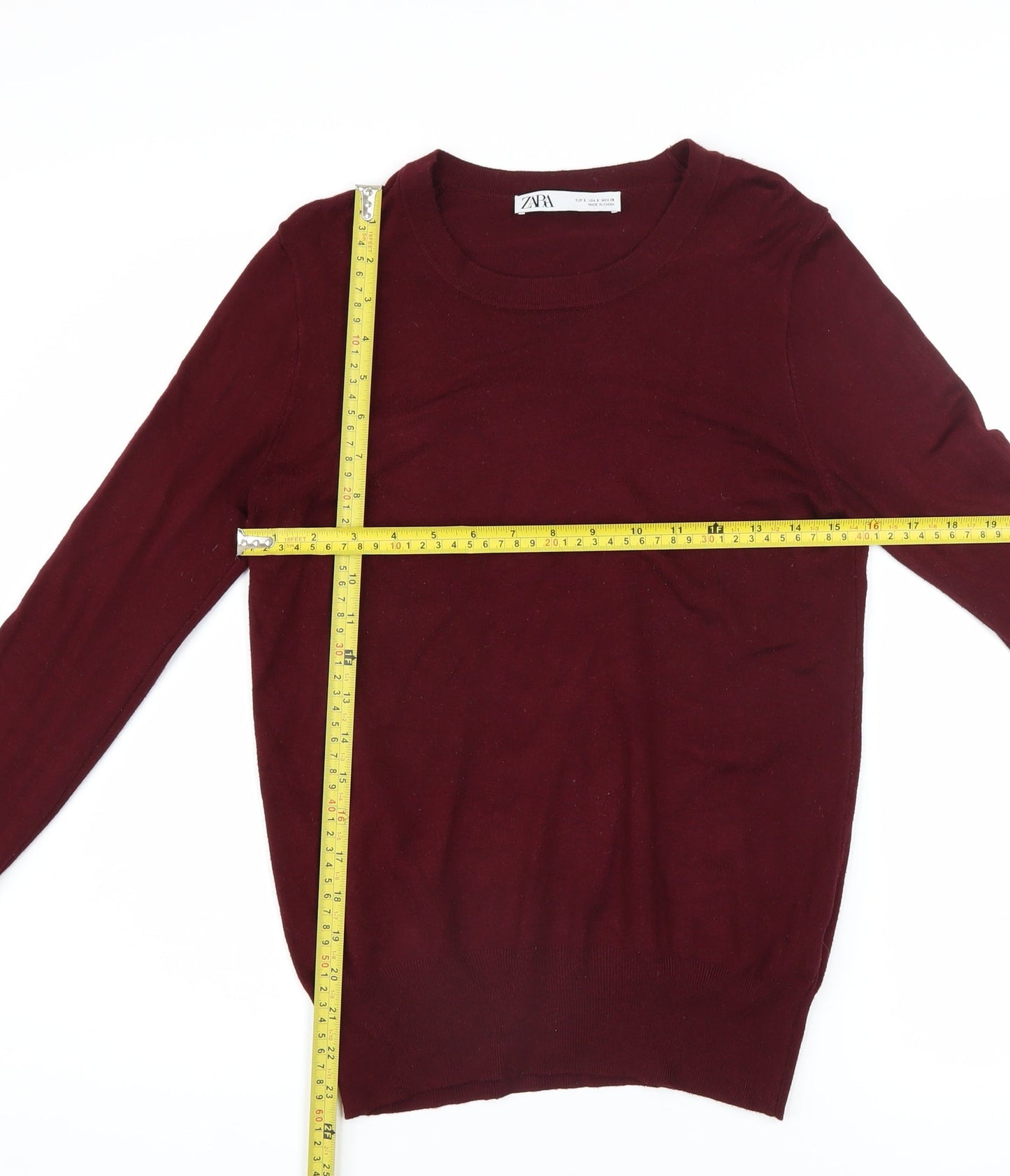 Womens UK Size S Zara Red Pullover Jumper