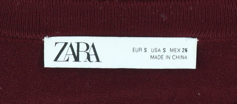 Womens UK Size S Zara Red Pullover Jumper