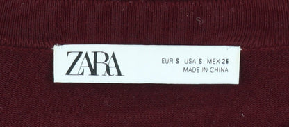 Womens UK Size S Zara Red Pullover Jumper