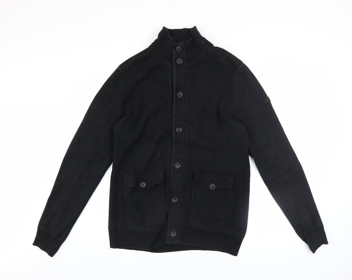 Mens UK Size M Ben Sherman Black Cardigan Jumper