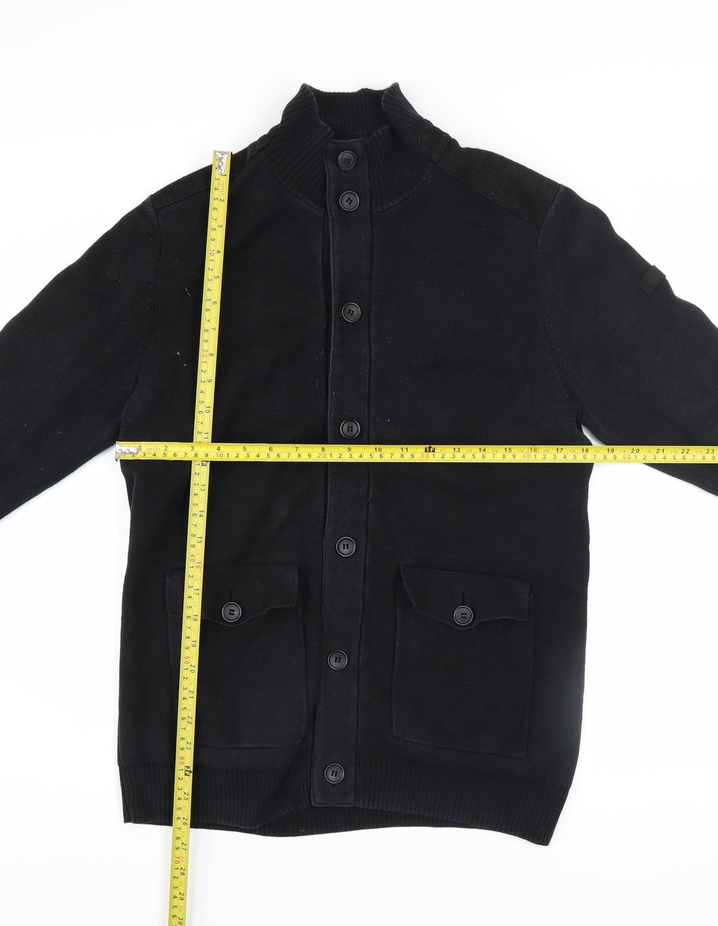Mens UK Size M Ben Sherman Black Cardigan Jumper