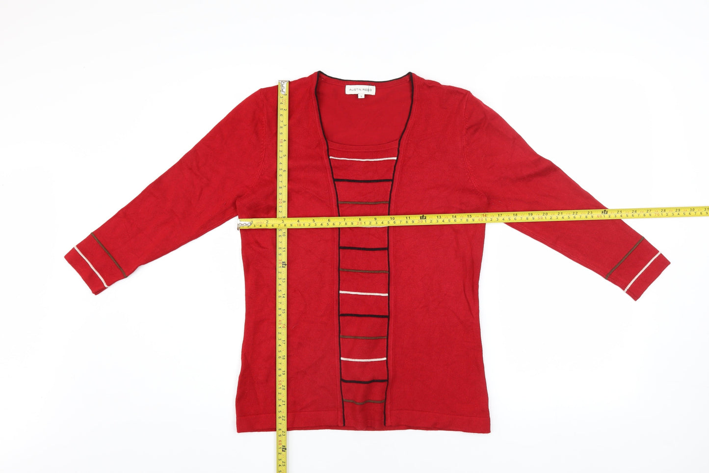 Womens UK Size S Austin Reed Red Cardigan Jumper