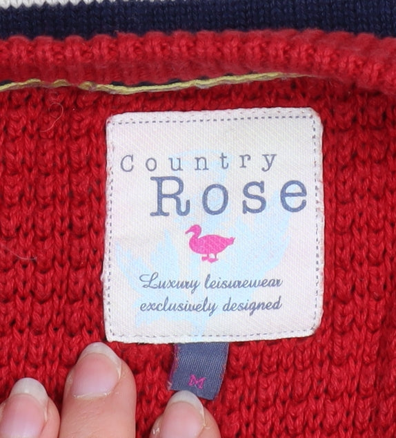 Womens UK Size M Country Rose Red Pullover Jumper