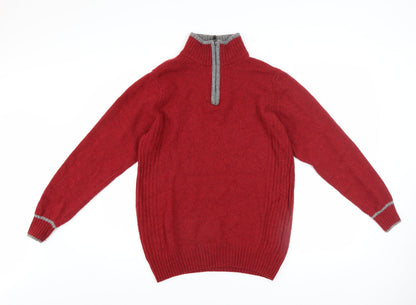 Mens UK Size S NEXT Red 1/2 Zip Jumper