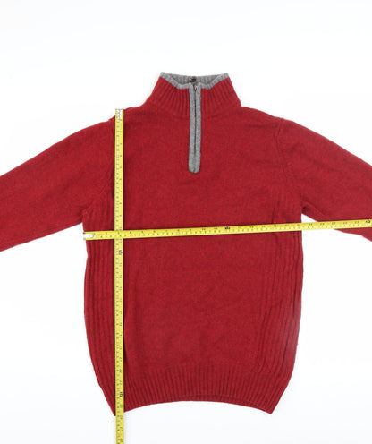 Mens UK Size S NEXT Red 1/2 Zip Jumper