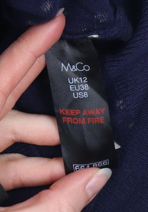 Womens UK Size 12 M&Co Blue Pullover Jumper