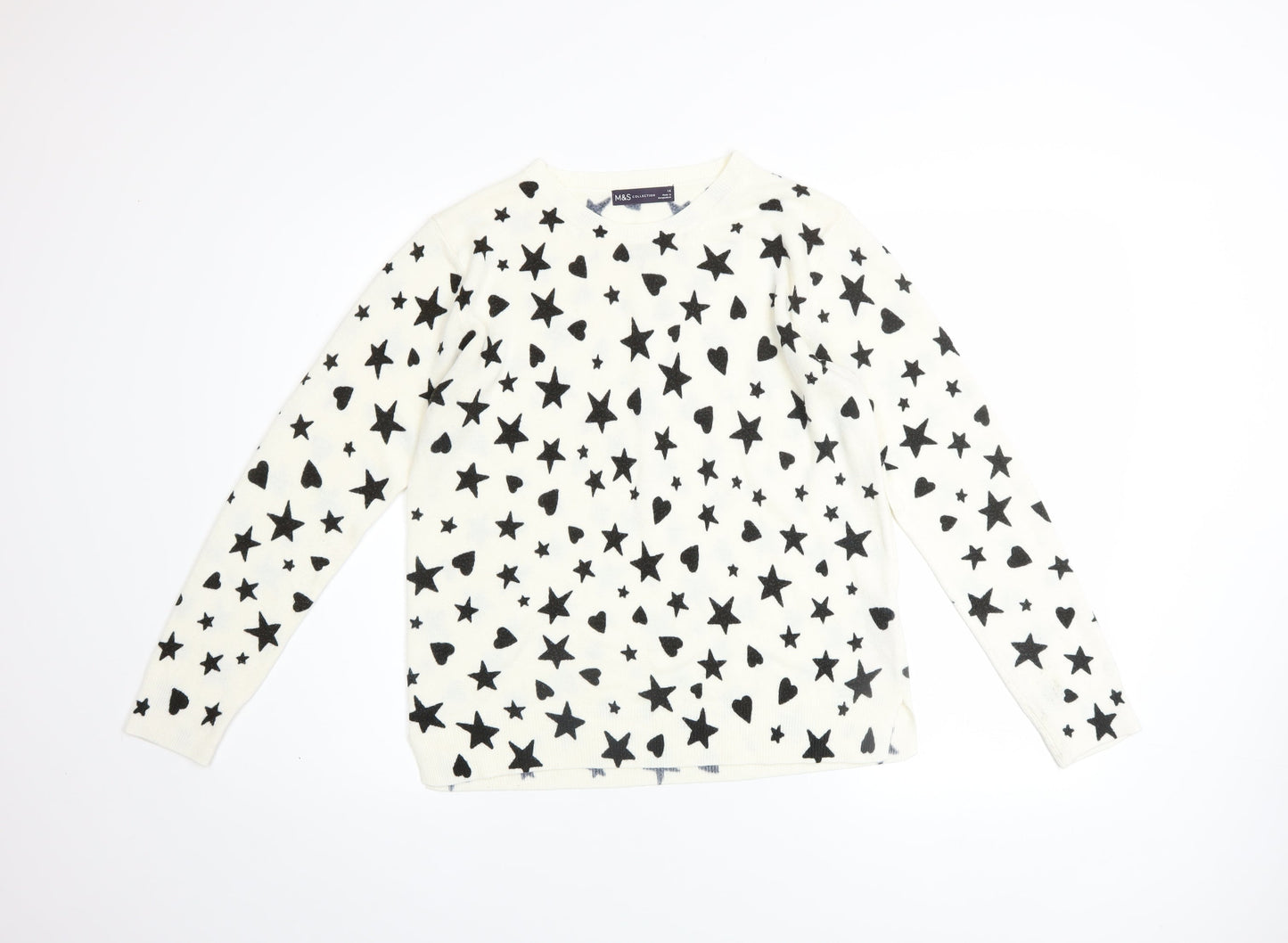Womens UK Size 14 Marks and Spencer Ivory Pullover Jumper