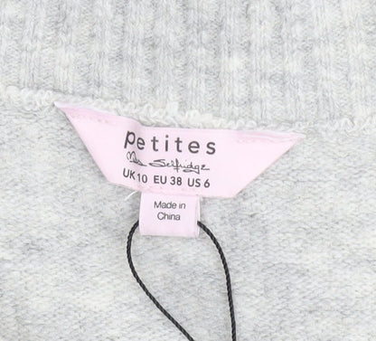 Womens UK Size 10 Miss Selfridge Grey Pullover Jumper