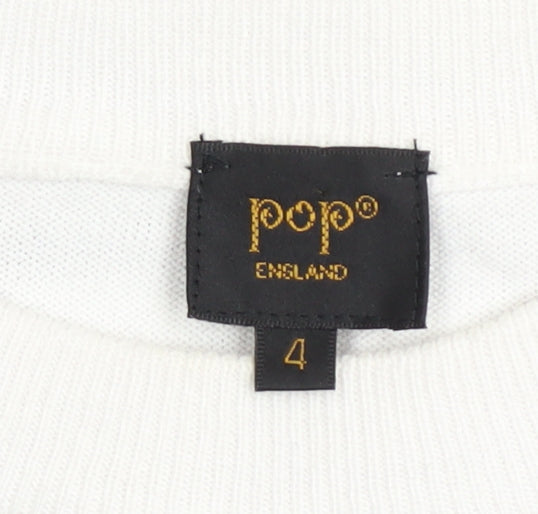 Womens UK Size 4 Pop England Multicoloured Basic T-Shirt
