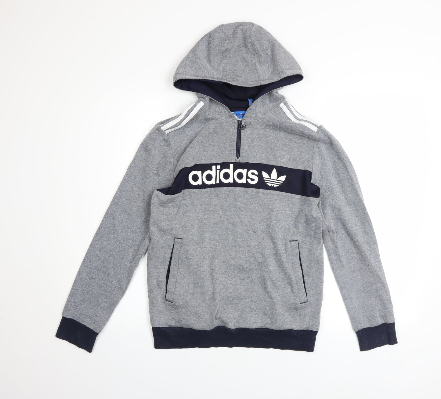 Boys UK Size 13-14 Years adidas Grey Half Zip Hoodie